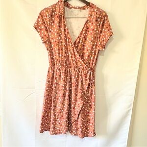 Planet Gold Floral Wrap Mini Dress - Pink and White